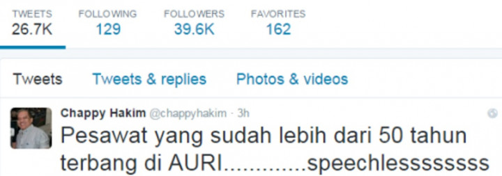 Hercules TNI Jatuh, Chappy Hakim <i>Speechless</i> 