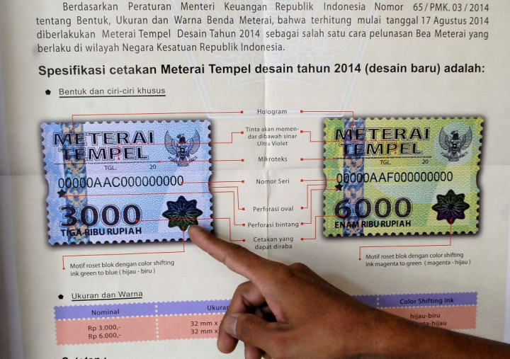 Bea Meterai Rp3.000 & Rp6.000 Tahun Ini Tetap 