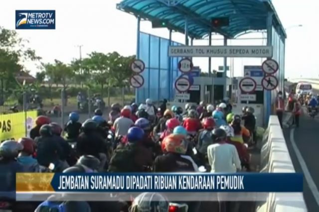H-1 Lebaran, Antrean Motor di Jembatan Suramadu Capai 1 Km 