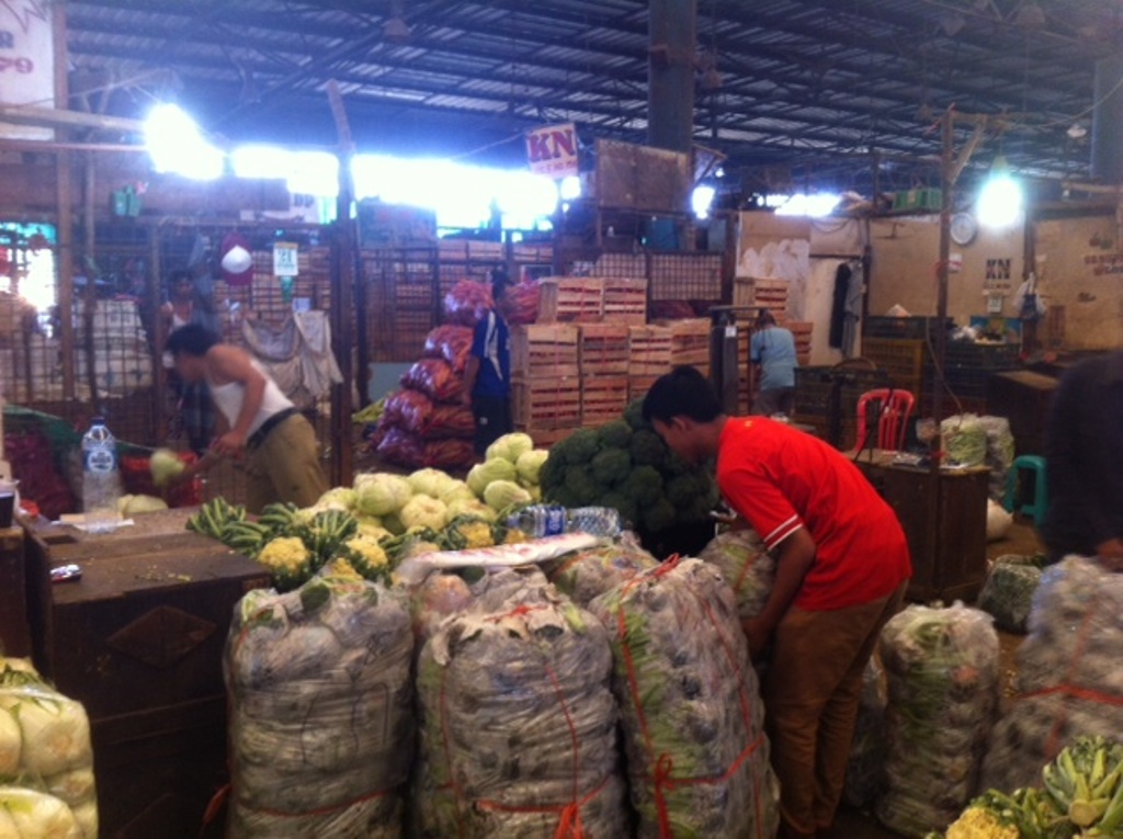 Harga sayur mulai turun karena sepi pembeli. FOTO: MTVN/Gervin Purba