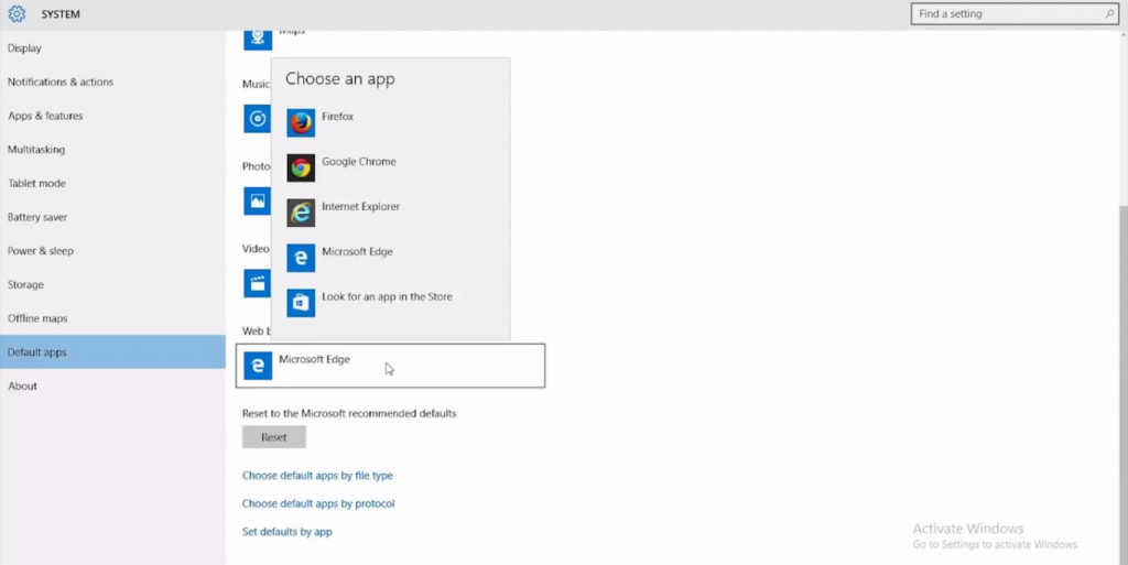 Cara untuk mengubah default browser pada Windows 10.