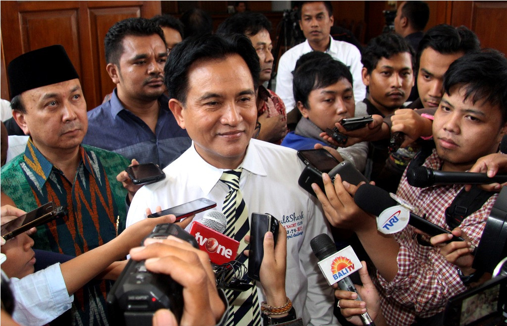 Ketua Tim Kuasa Hukum mantan Dirut PLN Dahlan Iskan, Yusril Ihza Mahendra. Foto: Antara/Adam Bariq.