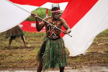 PNG Military Personnel Lowered Indonesian Flag at the Border