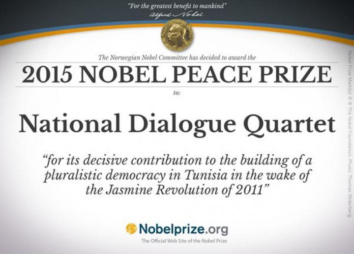 Kuartet Dialog Nasional Tunisia Raih Nobel Perdamaian 2015 