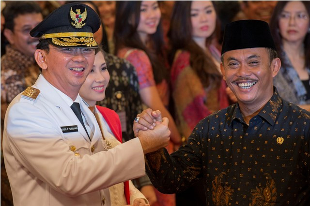 Gubernur Provinsi DKI Jakarta, Basuki Tjahaja Purnama dan Ketua DPRD DKI Prasetio Edi Marsudi. (Foto: Antara/Widodo Yusuf)