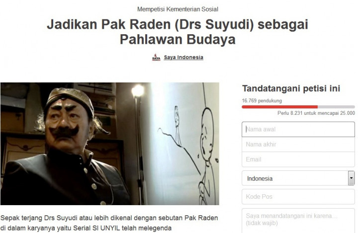 Muncul Petisi Agar Pak Raden Dijadikan Pahlawan Budaya