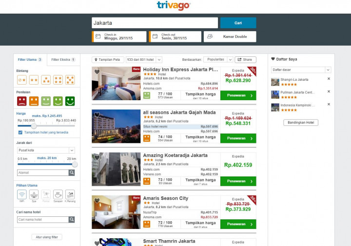 Menjajal Trivago, Situs Perbandingan Tarif Hotel 