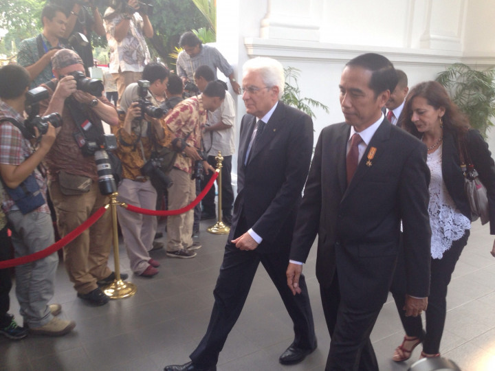 Jokowi Sambut Presiden Italia di Istana Merdeka