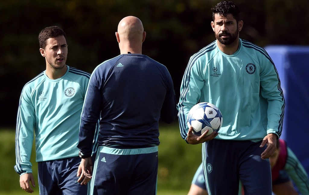 Eden Hazard dan Diego Costa (Foto: AFP PHOTO / FRANCK FIFE)