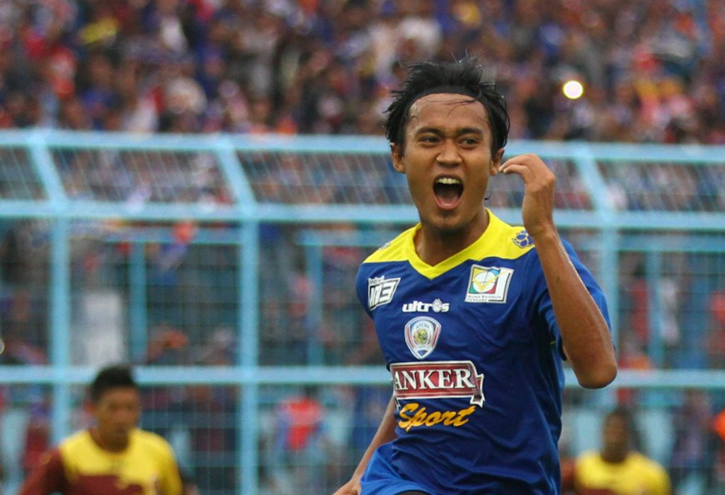 Striker Arema, Sunarto (ANTARA FOTO/Ari Bowo Sucipto)