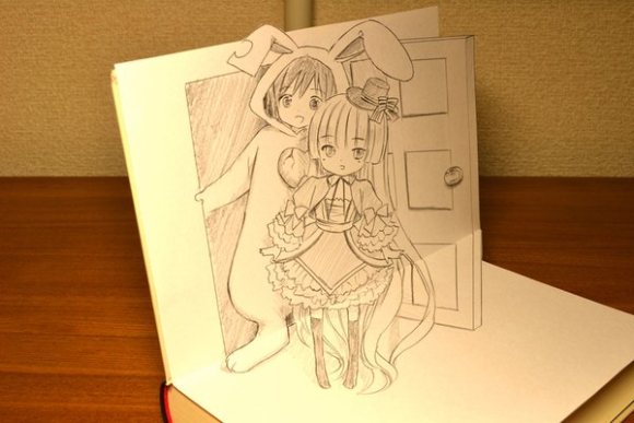 Bermodalkan Pensil, Kertas, Buku, Komikus Jepang Ini Bikin Gambar 3D