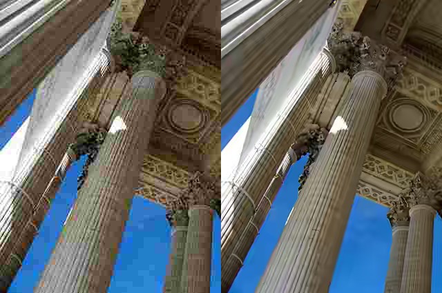 Perbandingan gambar yang terkompresi, JPEG (kiri) dan BPG (kanan). (Noupe)