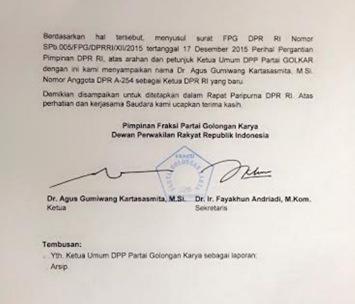 Golkar Munas Ancol Ajukan Nama Pengganti Novanto