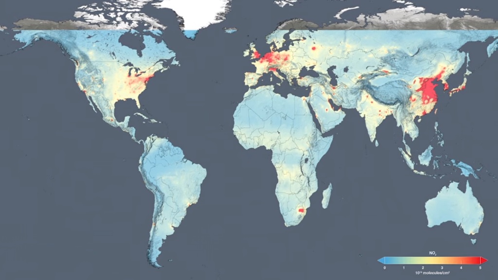 Peta polusi udara di dunia. (NASA)