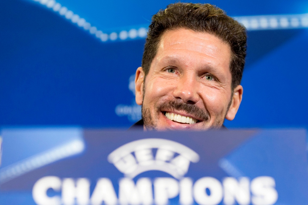 Pelatih Atletico Madrid diego Simeone. (AP Photo/Daniel Ochoa de Olza)