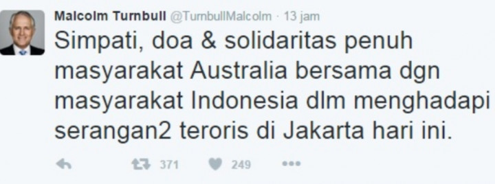 Berbahasa Indonesia, PM Australia Beri Dukungan Usai Bom Sarinah