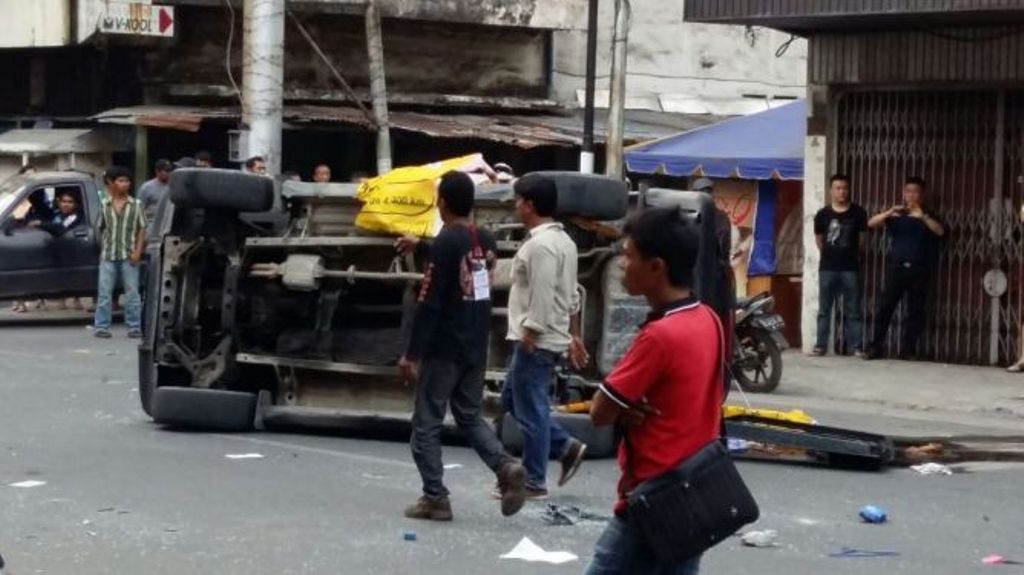 Suasana saat bentrokan dua OKP di Medan. Foto: Metrotvnews.com/Budi