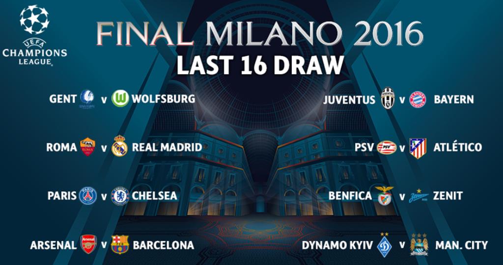 Hasil undian babak 16 besar Liga Champions (Foto: UEFA)