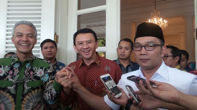 Central Java Governor Ganjar Pranowo (left), Jakarta Governor Basuki Tjahaja Purnama (center) and Bandung Mayor Ridwan Kamil (Photo:MTVN/LB Ciputri Hutabarat)