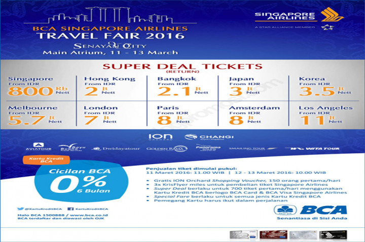 Ayo Siapkan Liburan Bersama BCA Singapore Airlines Travel Fair 2016
