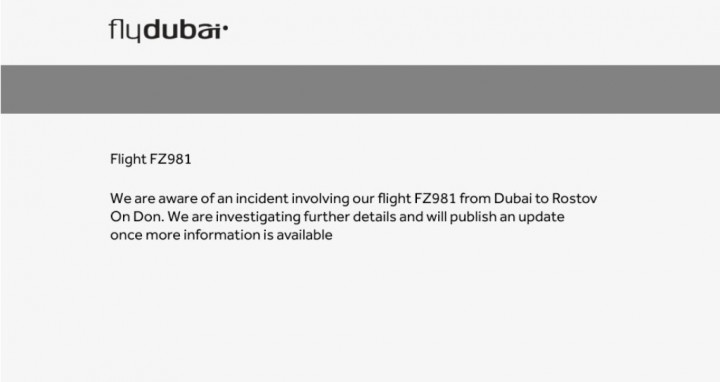 Flydubai Masih Selidiki Detail Jatuhnya Pesawat Mereka