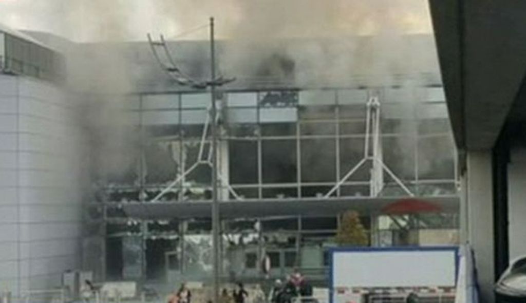Ledakan di Bandara Brussels, Belgia (Foto: Sky News)