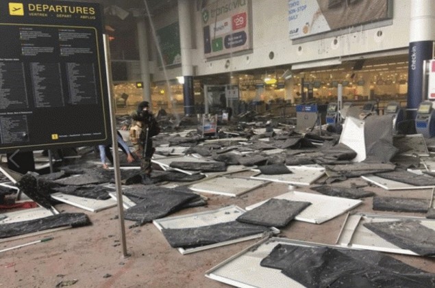 Kondisi bandara Zaventem pasca ledakan (Foto: independent.co.uk) 
