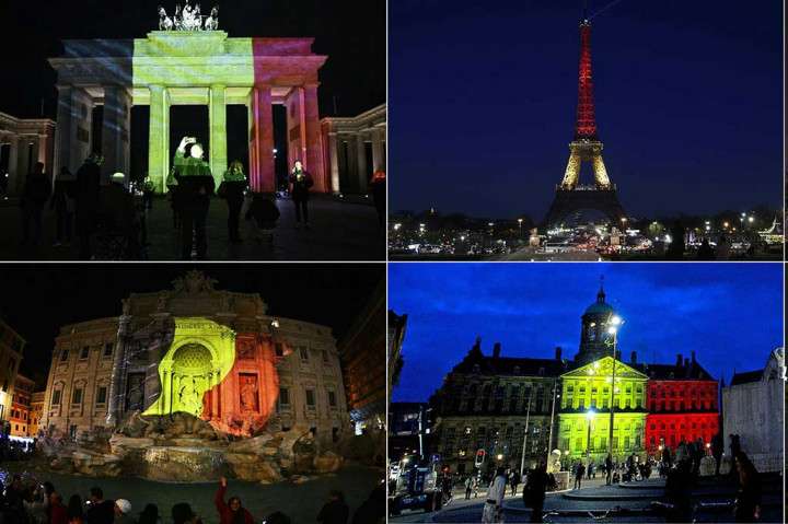 Bangunan Ikonik Dunia 'Diselimuti' Bendera Belgia