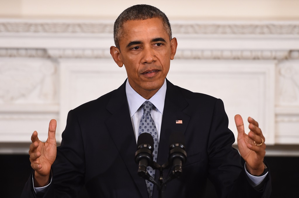 Presiden AS Barack Obama dalam sebuah konferensi pers di Gedung Putih, Washington, 2 Oktober 2015. (Foto: AFP / JIM WATSON)