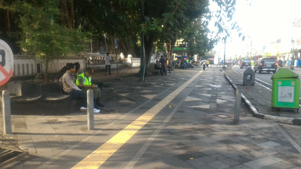 Pemandangan Malioboro, Yogyakarta, setelah pemindahan lokasi parkir, Senin (4/4/2016). (Metrotvnews.com/Patricia Vicka)