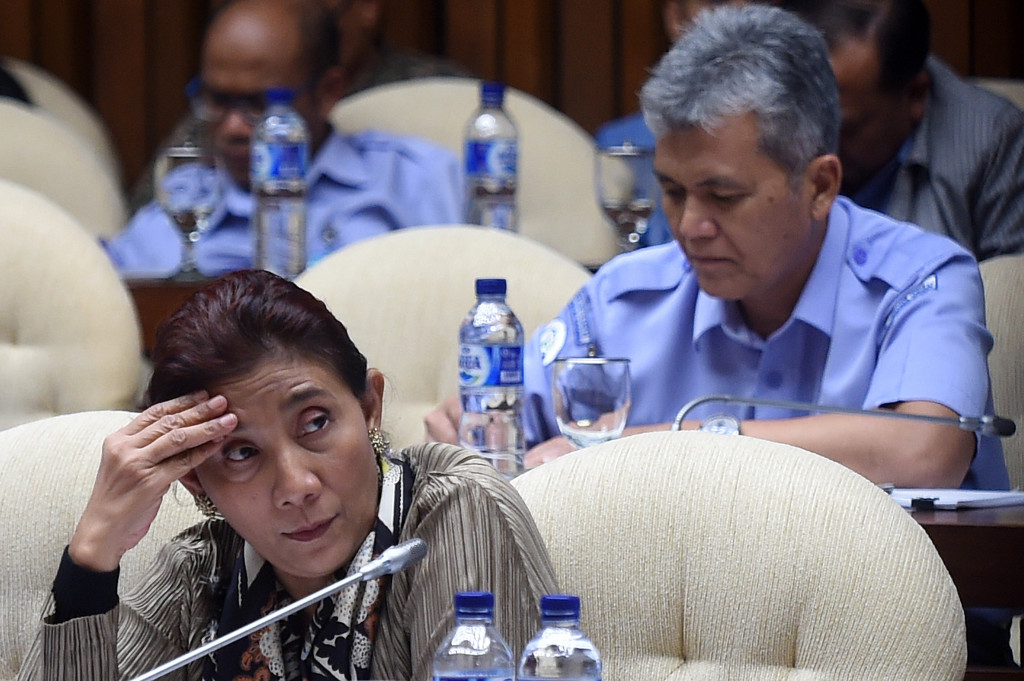 Menteri Kelautan dan Perikanan Susi Pudjiastuti. ANTARA FOTO/Puspa Perwitasari. 