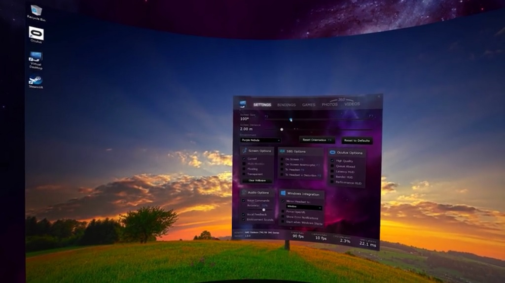 Tampilan desktop di dunia virtual.