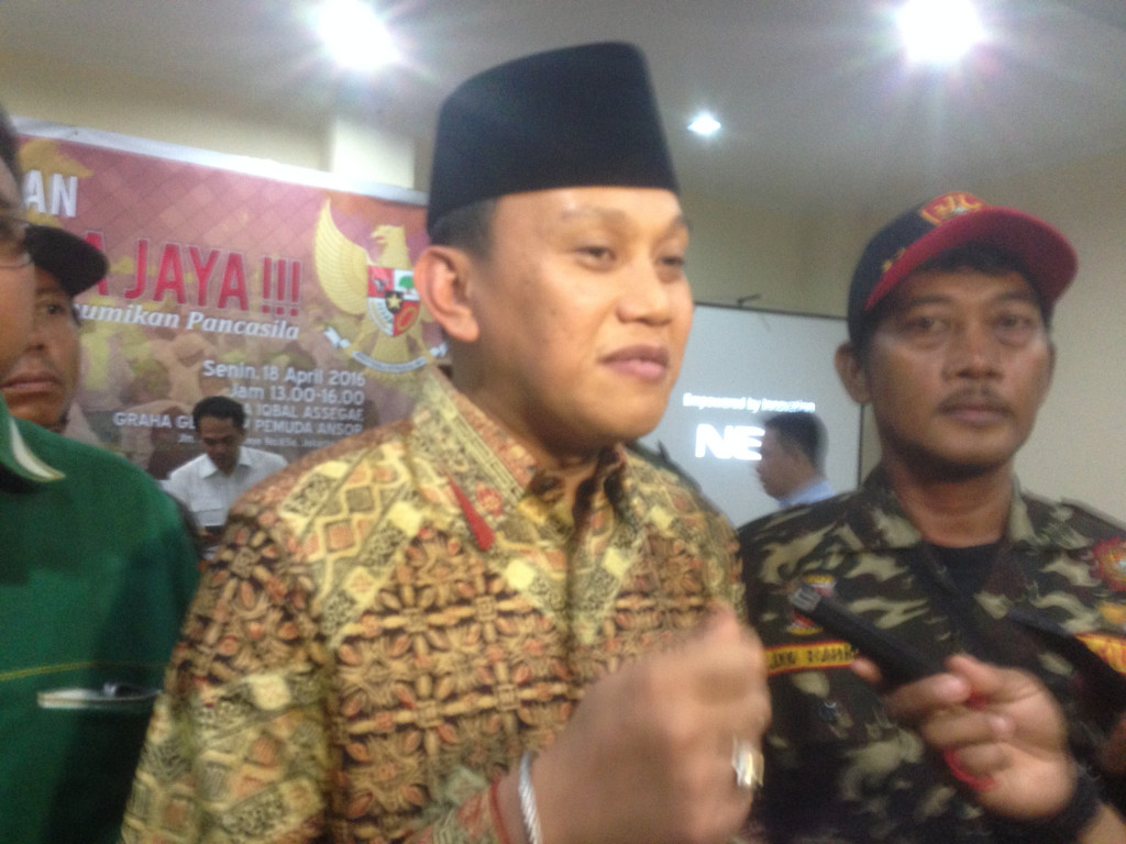 Sekretaris Jenderal DPP PKB Abdul Kadir Karding di Kantor GP Ansor, Jalan Kramat Raya, Jakarta Pusat, Senin (18/4/2016). Foto: MTVN/ Wanda Indana.