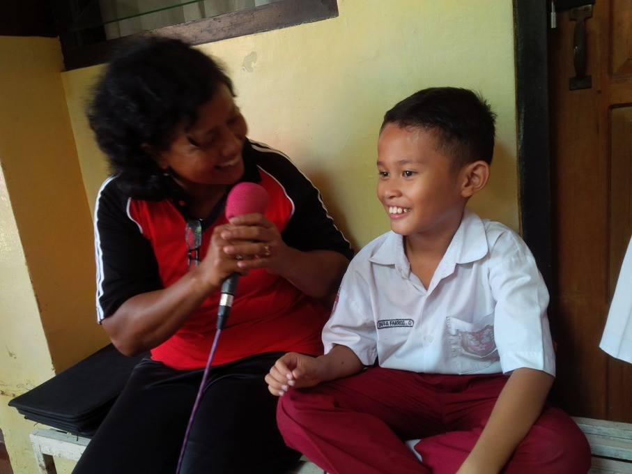 Daffa Farros Oktoviarto (9), saat berada di sekolah SD Kalibanteng Kidul 01 Semarang. Foto: Metrotvnews.com/ Dhana Kencana