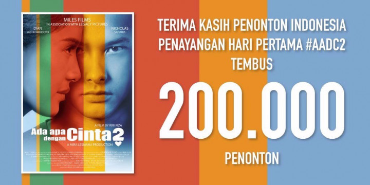 Hari Pertama Tayang, AADC 2 Tembus 200 Ribu Penonton