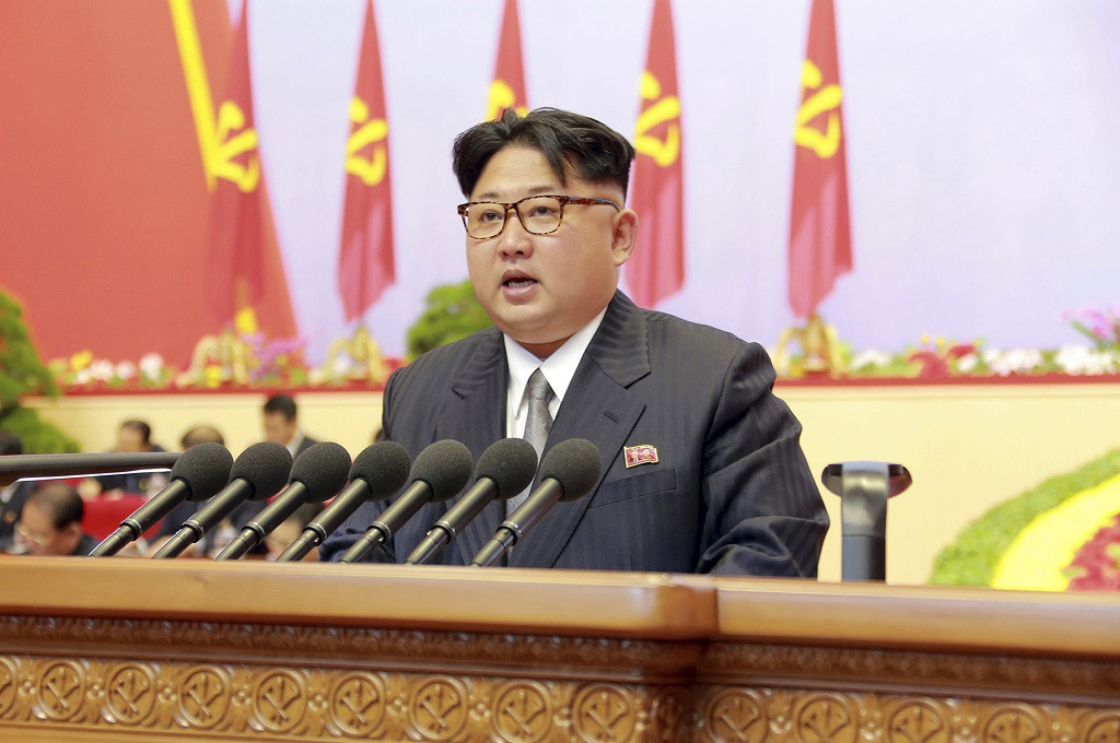 Kim Jong-un dalam kongres Partai Pekerja di Pyongyang, 8 Mei 2016. (Foto: AFP/KCNA via KNS)