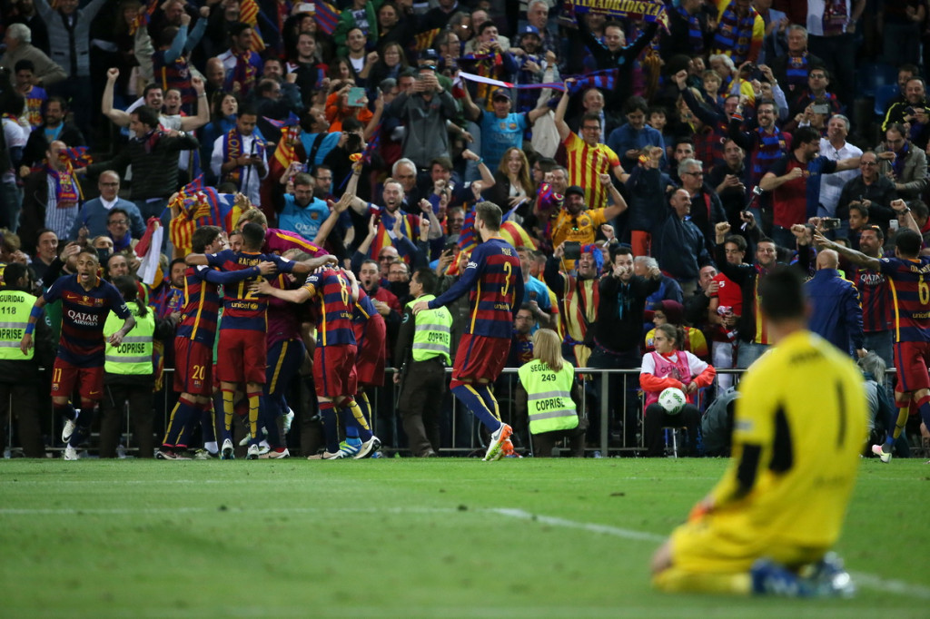 Barca berpesta usai menundukkan Sevilla (Foto: AFP)