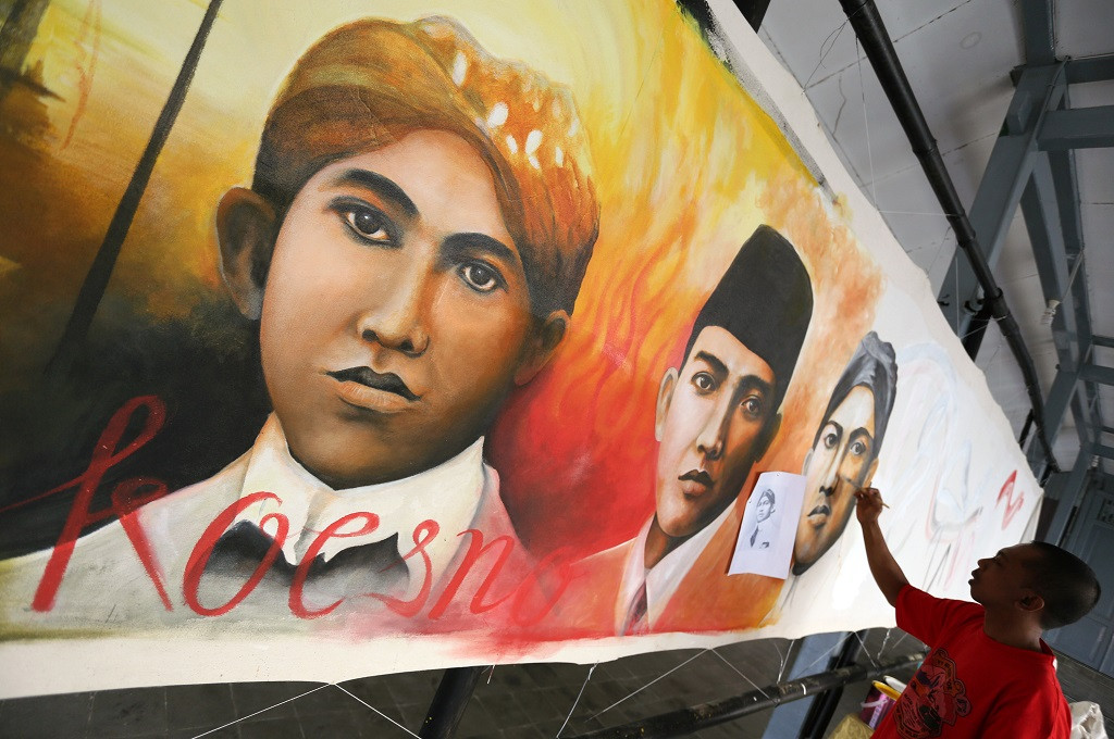 Lukisan bergambarkan Sukarno di Balai Seni Museum Istana Gebang Blitar, Ant - Irfan Anshori