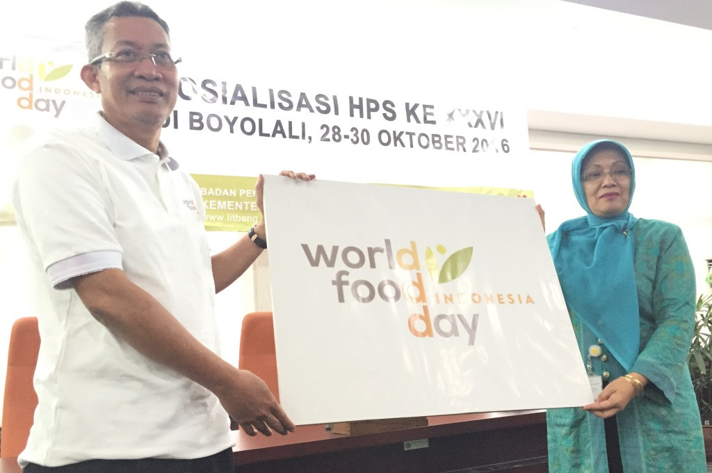 Logo Hari Pangan Sedunia (Foto:Metrotvnews.com/Gervin Nathaniel P)