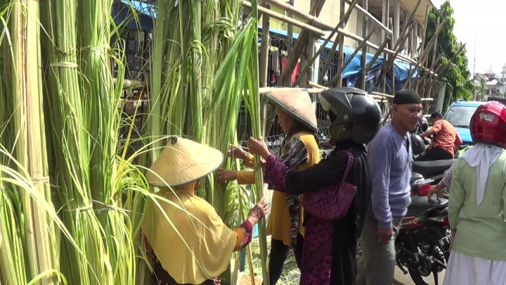 Untung Pedagang Janur saat Tradisi Munjung