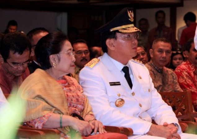 PDIP chairman Megawati Soekarnoputri and Jakarta Governor Basuki Tjahaja Purnama (Photo:MI/Panca Syurkani)