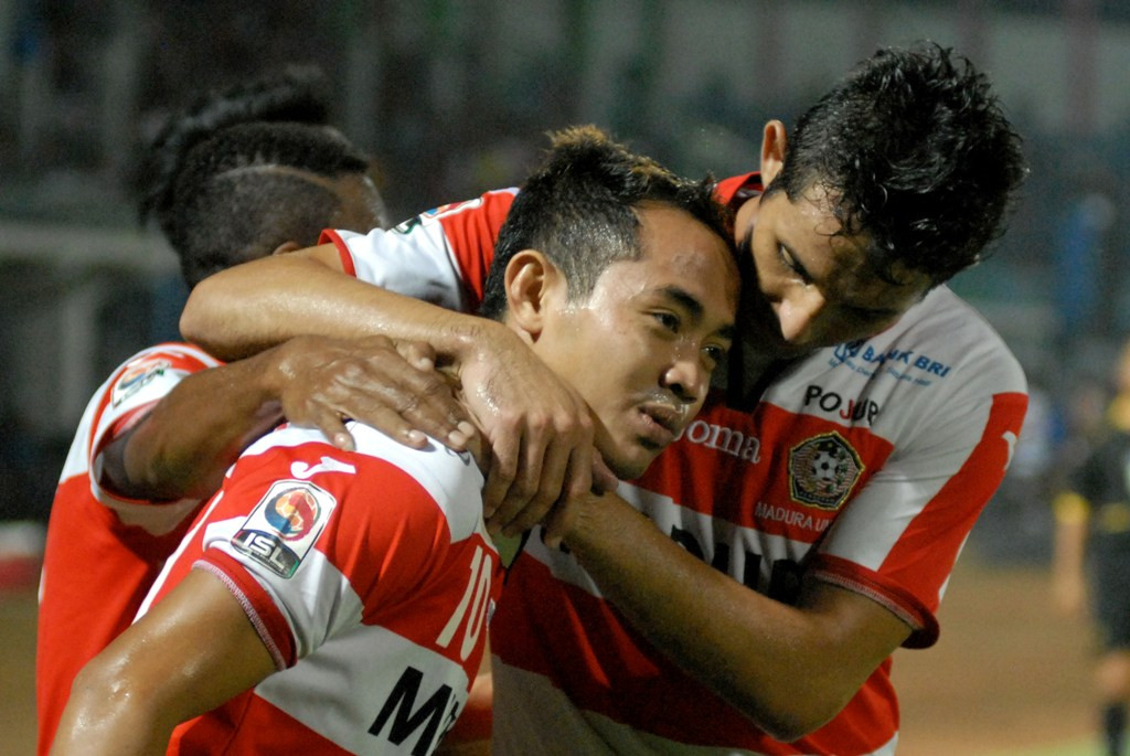 Slamet Nurcahyono melakukan selebrasi (Foto: Saiful Bahri/Antara)