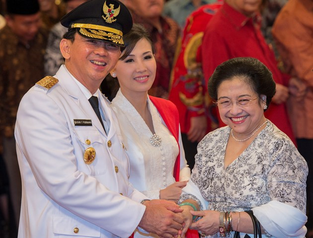 Ketua Umum Megawati Soekarnoputri dan Gubernur DKI Basuki Tjahaja Purnama.