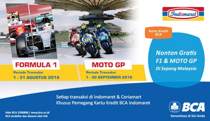 Gratis Nonton MotoGP & Formula 1 di Sepang Bersama BCA dan Indomaret