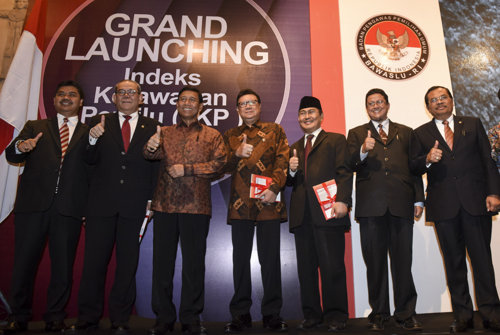 Para pejabat negara di acara peluncuran IKP 2017. Antara Foto/Hafidz Mubarak