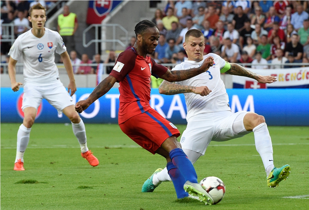 Suasana laga Slovakia kontra Inggris di Grup F Kualifikasi Piala Dunia 2018 Zona Eropa (JOE KLAMAR / AFP)