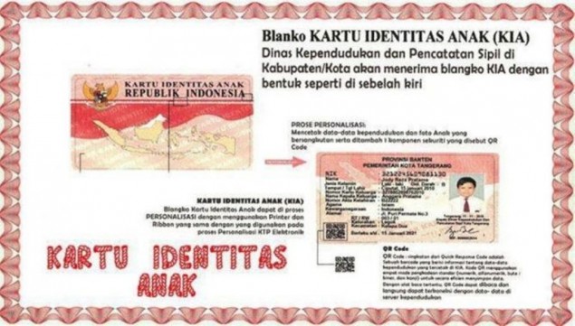 Tampilan Kartu Identitas Anak. (dok Kemendagri)