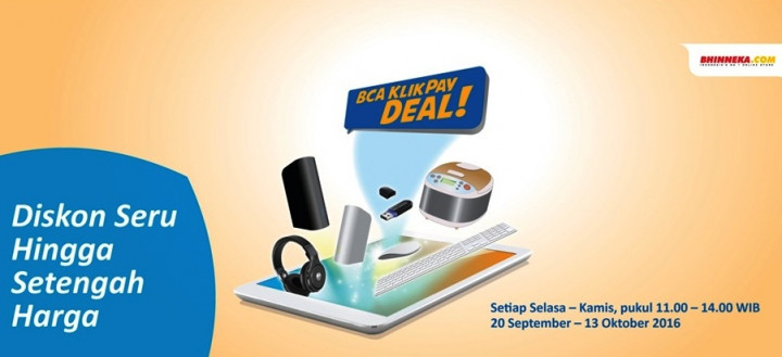 BCA KlikPay Deal! Diskon up to 50% di Bhinneka.Com