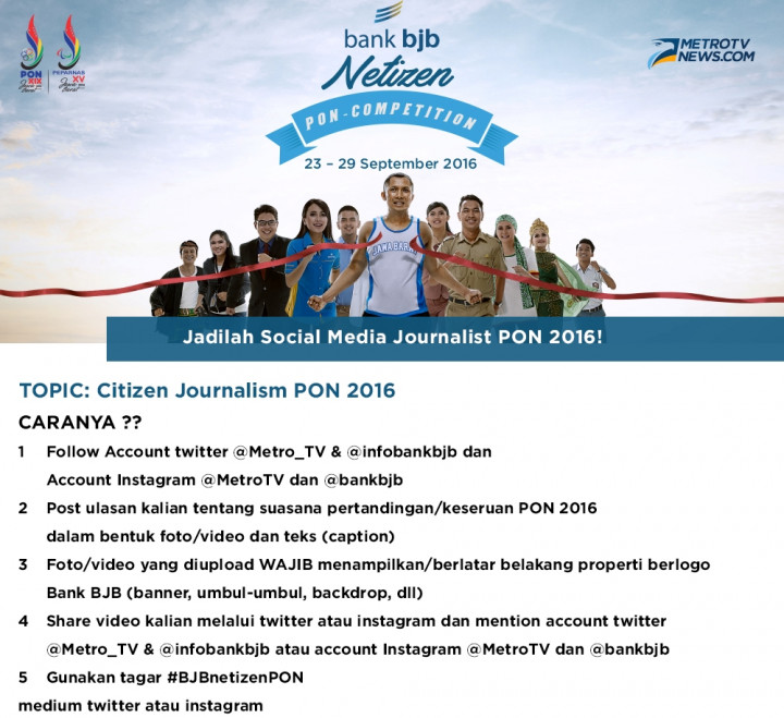 Ikuti Kompetisi Social Media Journalist PON 2016 Berhadiah Total Rp3 Juta