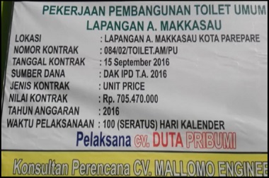 Di Parepare, Tiga Toilet bakal Dibangun dengan Anggaran Rp1,3 M